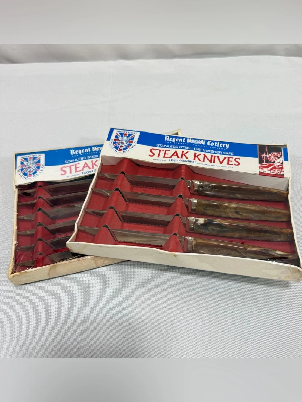 Vintage Cutlery Regent SHEFFIELD Steak Knife Sets ENGLAND STAINLESS 8 Pcs Total